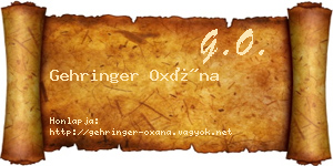 Gehringer Oxána névjegykártya